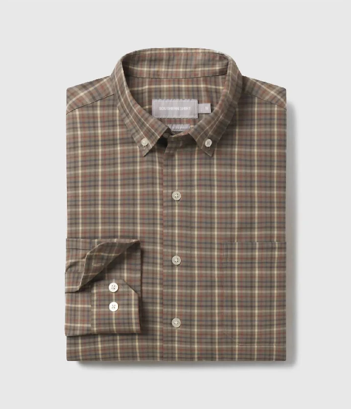 Final Clearance Men's Samford Check Long Sleeve Dress Shirt In Deep Forest