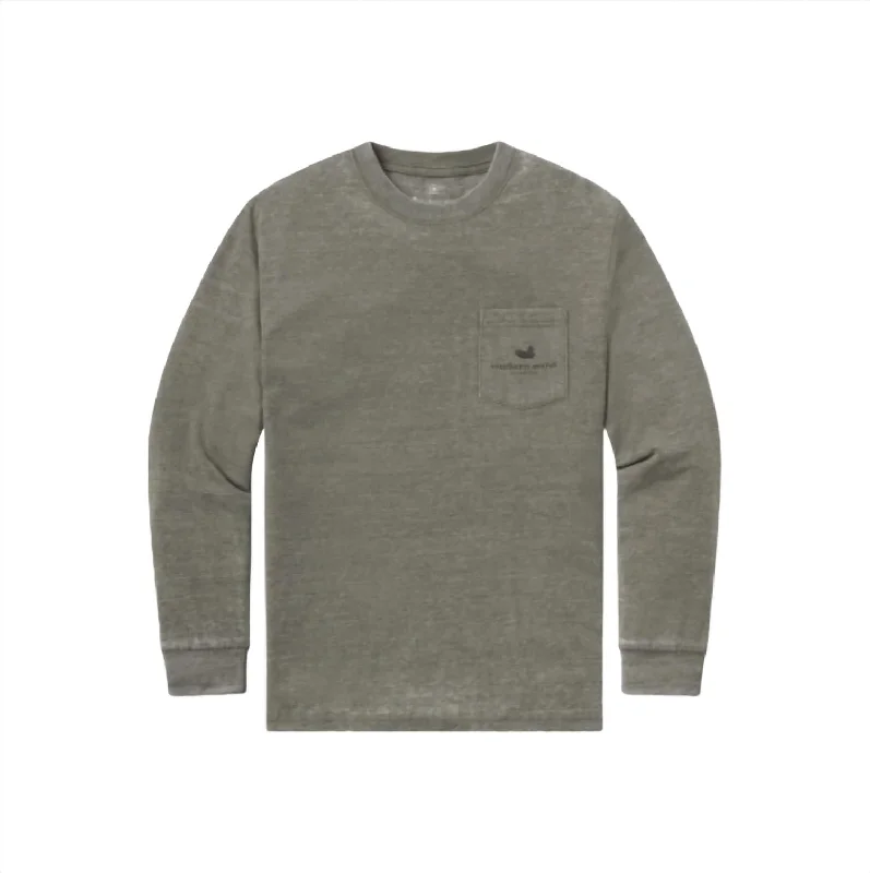 Act Now Men's Seawash Marsh Mercantile Co Long Sleeve Tee In Dark Olive