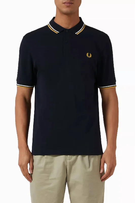 Exclusive Preview Men's Twin Tipped Polo Shirt In Navy/yellow/white