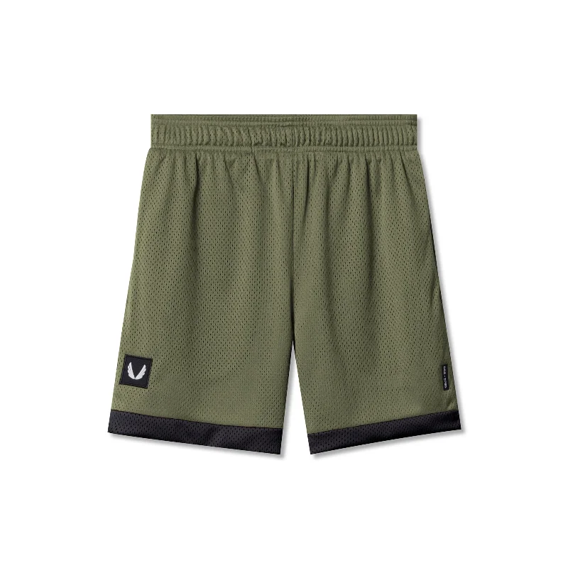 0795. SilverPlus™ Mesh Reversible Short  - Olive/Black