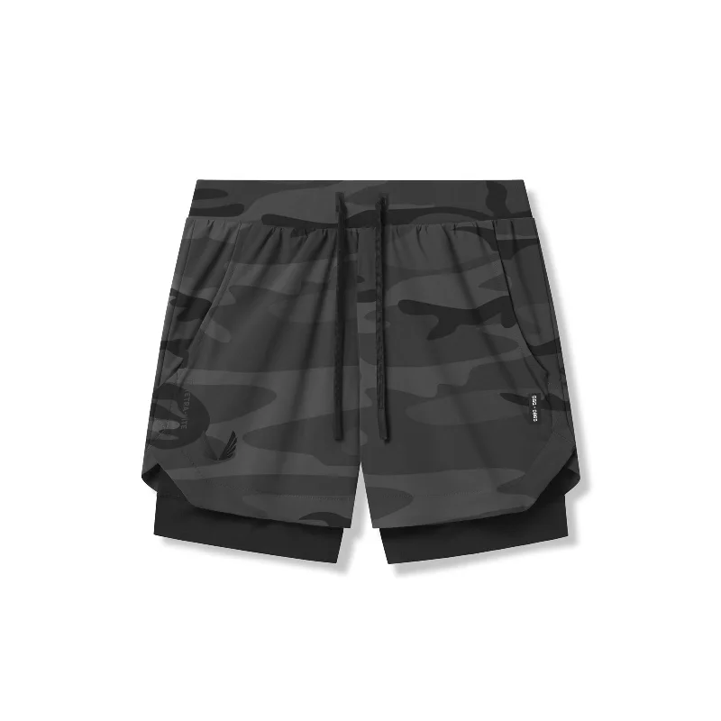 0865. Tetra-Lite™ 5" Liner Short - Black Camo "Wings"/Black