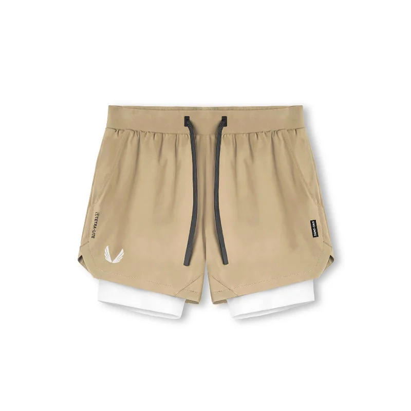 0865. Tetra-Lite™ 5" Liner Short - Khaki/ White / White "Wings"