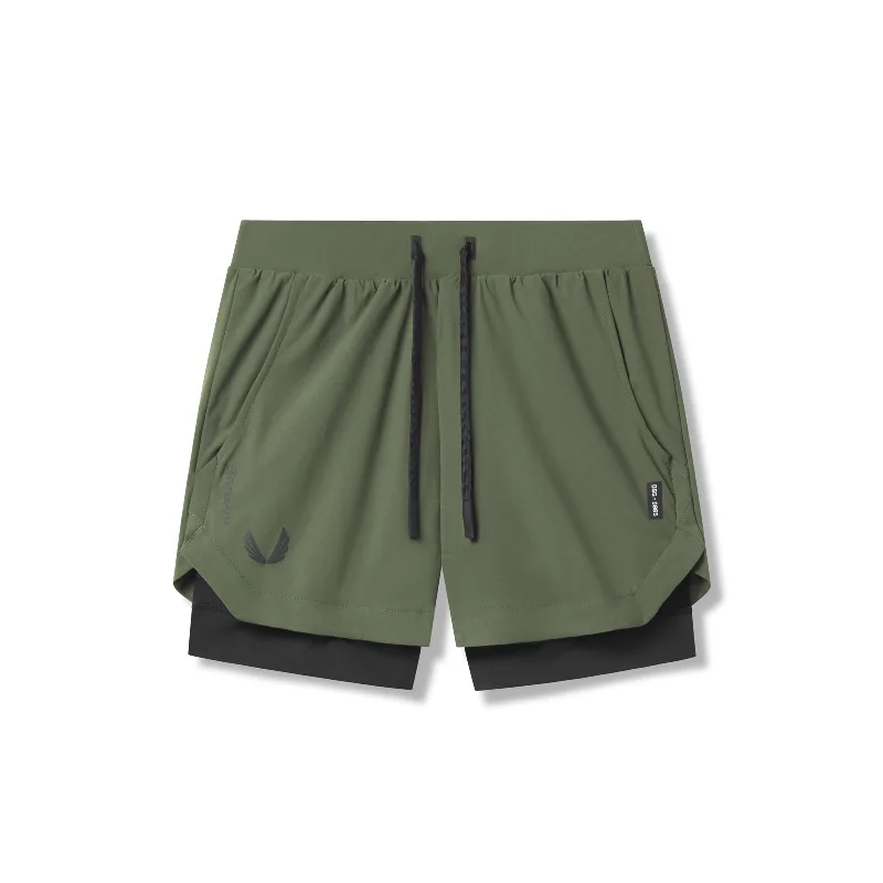 0865. Tetra-Lite™ 5" Liner Short - Olive "Wings"/Black