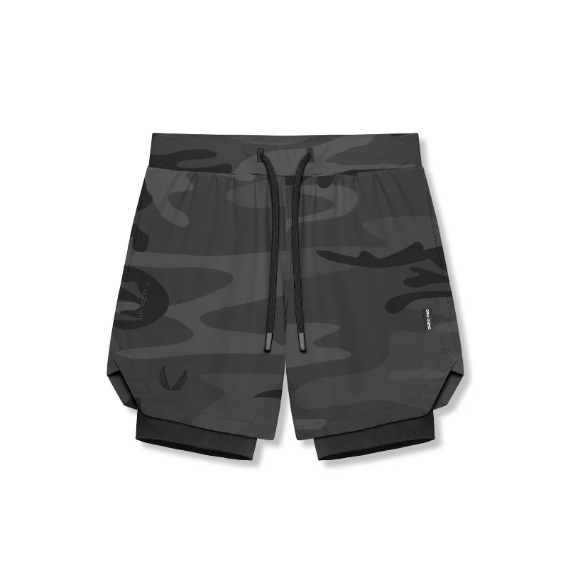 0866. Tetra-Lite™ 7" Liner Short - Black Camo "Wings"/Black