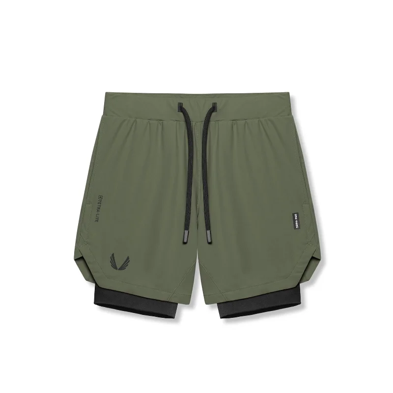 0866. Tetra-Lite™ 7" Liner Short - Olive "Wings"/ Black