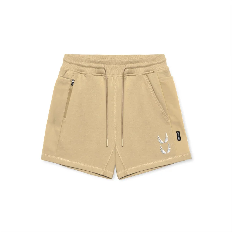 0867. Tech-Terry™ Sidelock Sweat Short - Khaki "Stacked Wings"