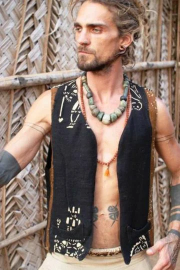 Black African Mud Cloth Vest