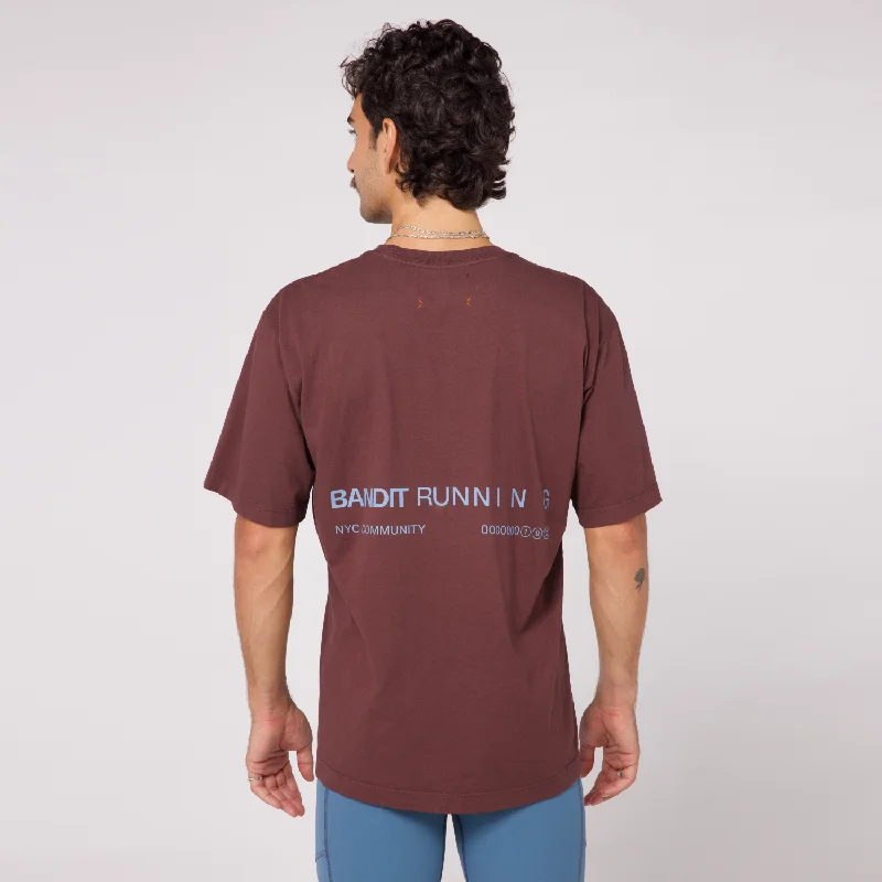 The Community Tee, Unisex - Chocolate with Smokey Blue