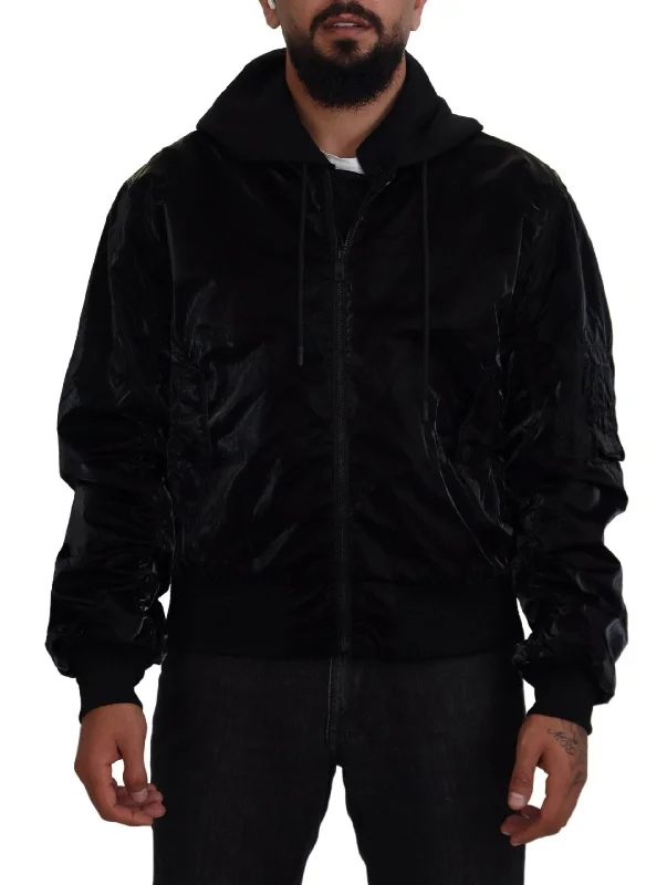 Limited Quantity Dolce & Gabbana Elegant  Bomber Hooded Men's Jacket
