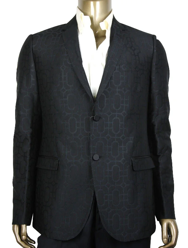 Weekend Special Gucci Men's Emerald Jacquard Dylan 60  Wool Silk 2 Buttons Jacket