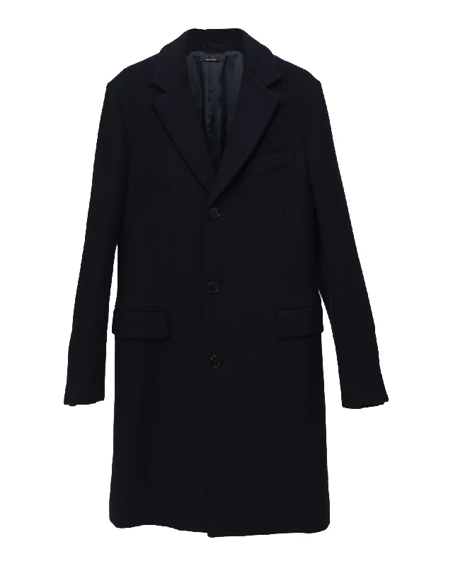 Warehouse Sale Hermes Long Coat in Navy Blue Wool