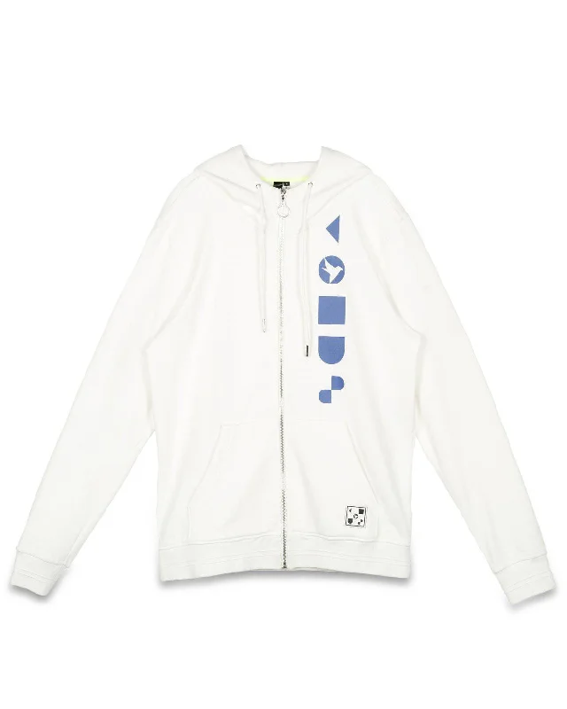 Reduced Prices New arrivalsKonus Men's Mock Neck Zip Up Hoodie with Print in White