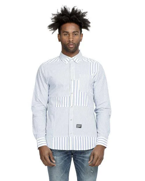 Weekend Deal Buy dealsKonus Men's Patched Long Sleeve Button Down Shirt