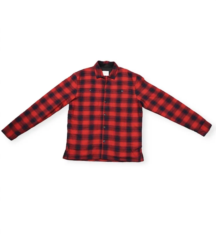 Price Slash Men's Kane Shirt Jacket In Red Dahlia