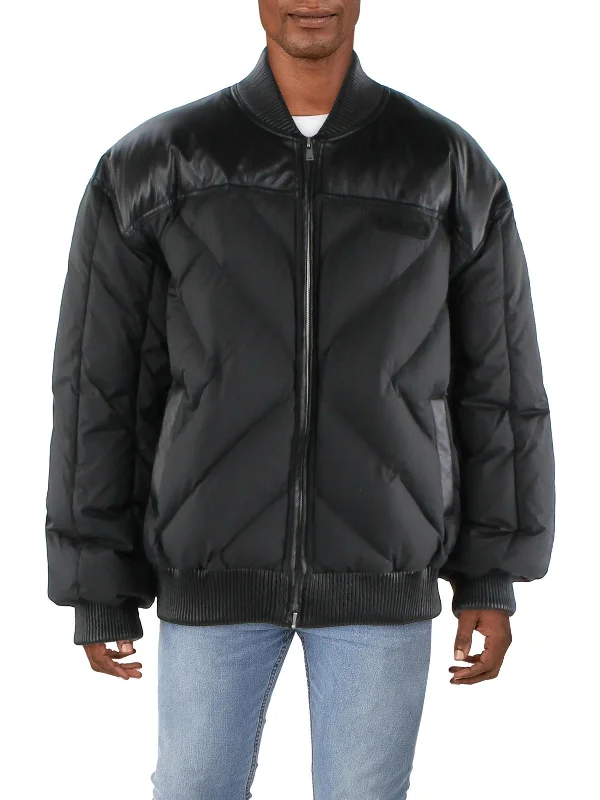 Daily Specials Mens Leather Warm Puffer Jacket