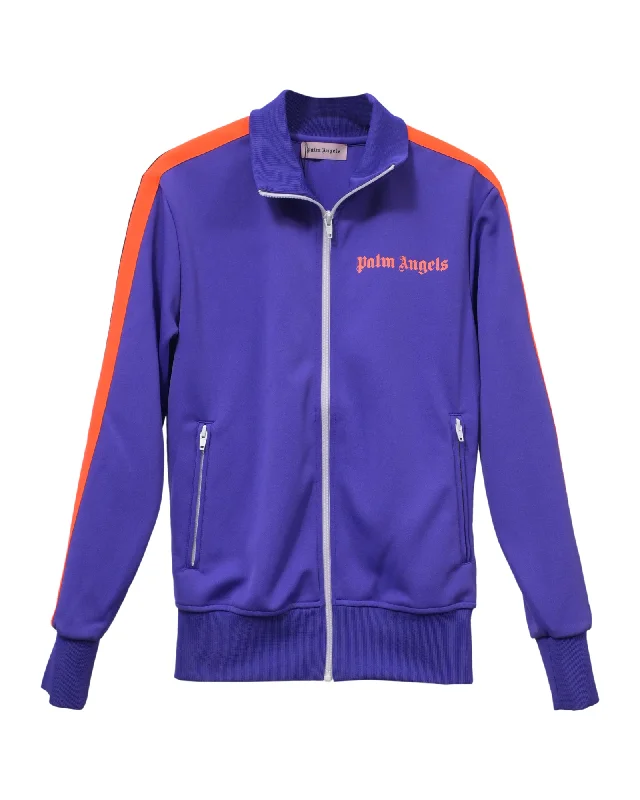 Clearance Items Palm Angels Zipped Track Jacket in Purple Cotton