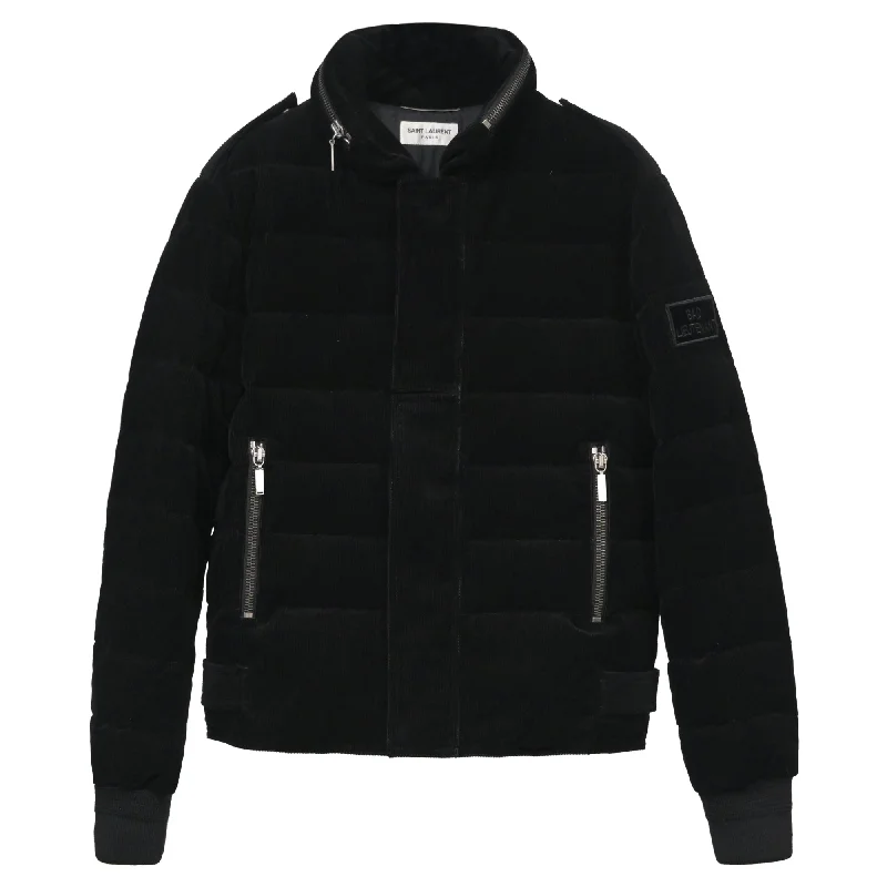 Can't Miss Saint Laurent 2017 Bad Lieutenant Corduroy Puffer Coat in Black Cotton