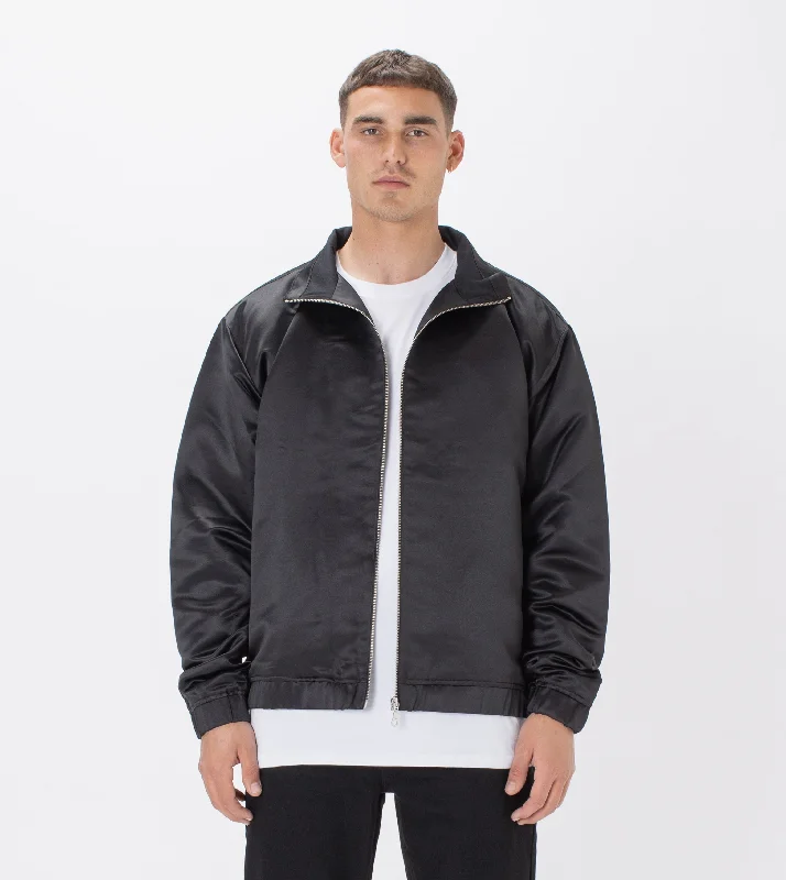 Best Bargains Satin Track Jacket Black