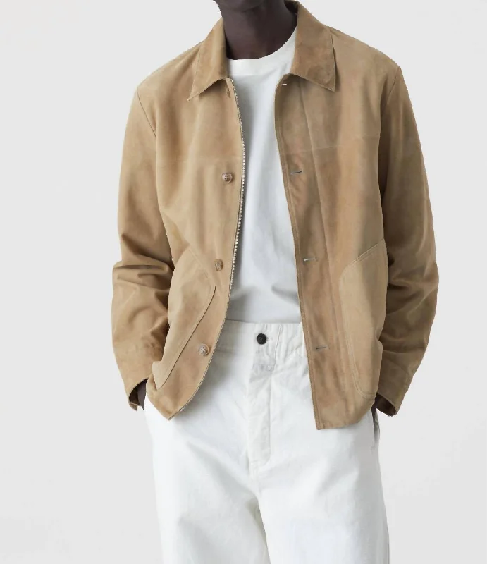 Blowout Deals Suede Blouson Jacket In Taupe