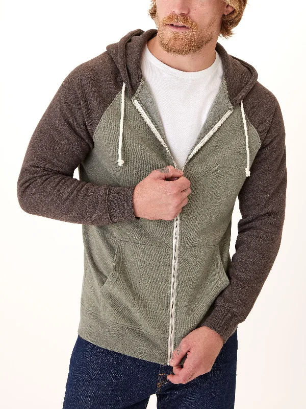 Triblend Raglan Colorblock Zip Fleece Hoodie