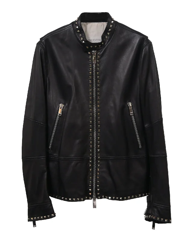 Today's Special Valentino Studded Jacket in Black Leather