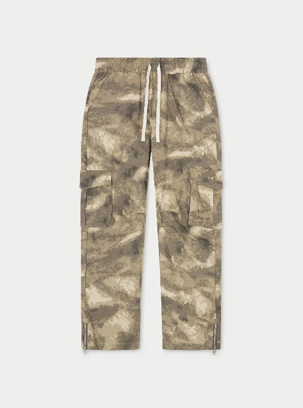 CAMO STRAIGHT LEG CARGOS - BEIGE