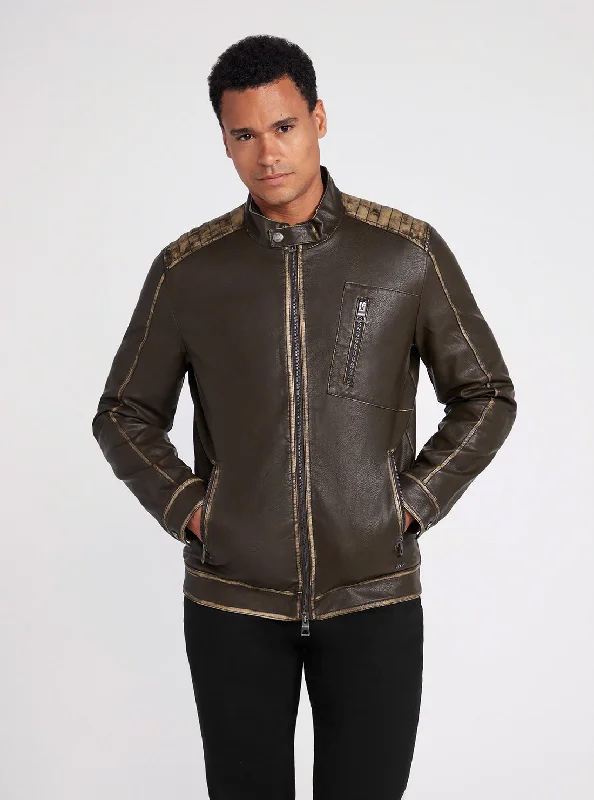 Hot Deal Exclusive discountsDark Brown Washed Leather Jacket