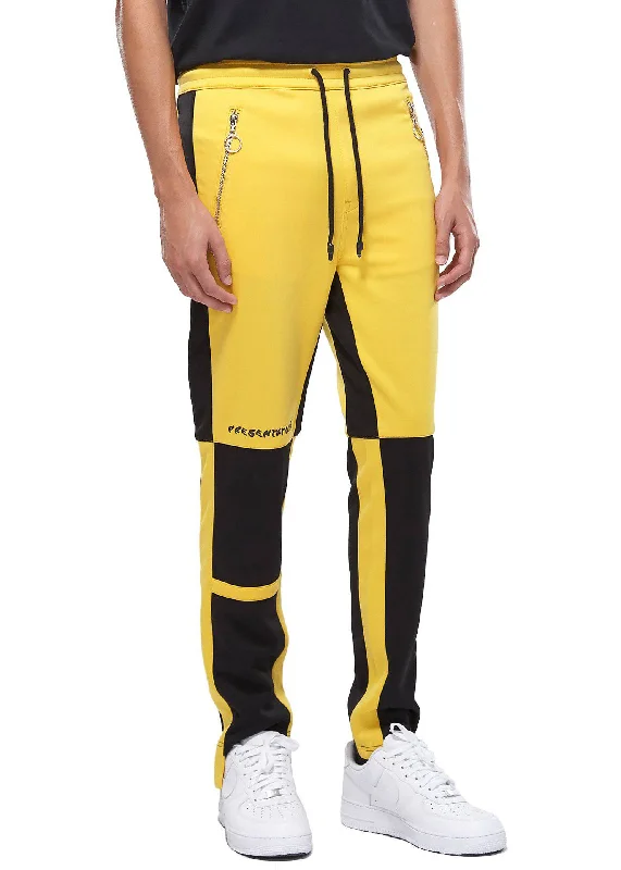 Konus Men's Color Blocked Track pants in Yellow