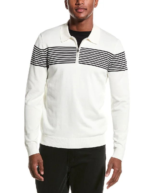 Reiss Rami Striped Zip Polo Shirt