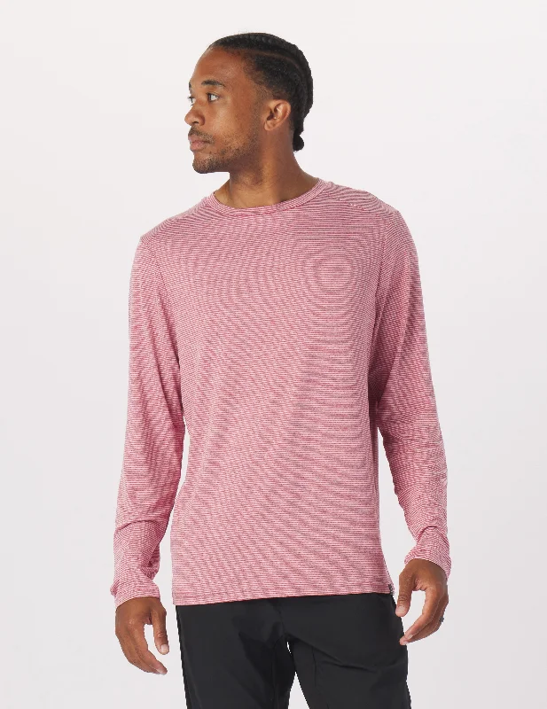 Salton Long Sleeve: Cardinal/Oatmilk Stripe